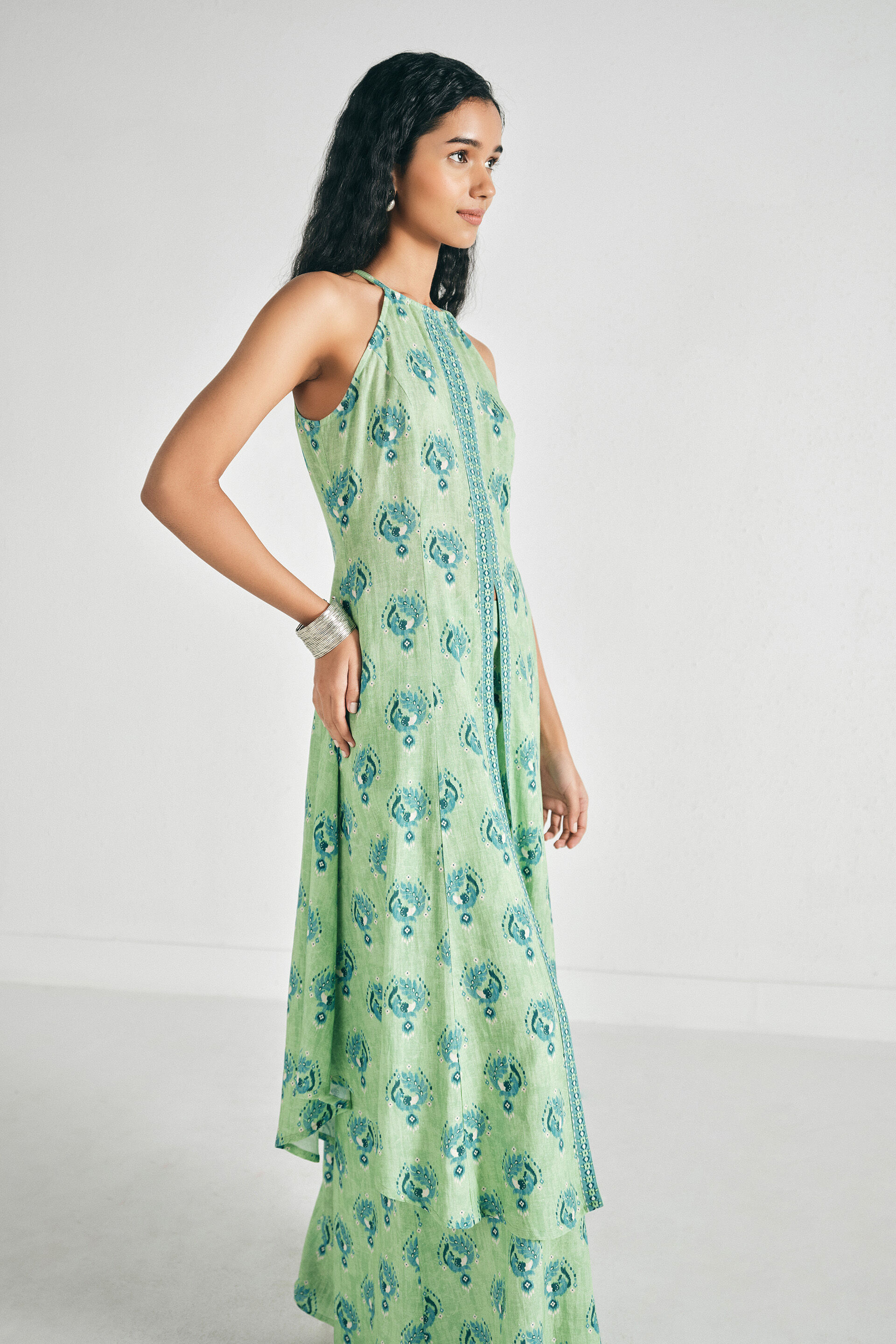 Sanaya Printed Kurta Set, Green, image 4